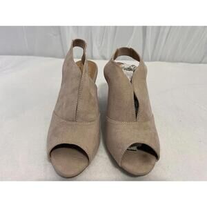 Chic Nude Suede Peep‎ Toe Wedge Sandals size 8